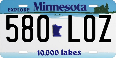 MN license plate 580LOZ