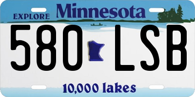 MN license plate 580LSB