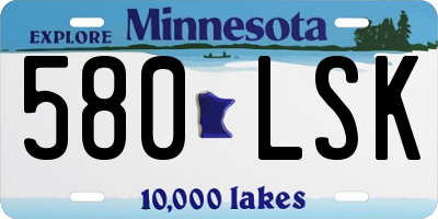 MN license plate 580LSK