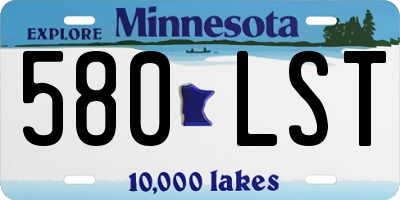 MN license plate 580LST