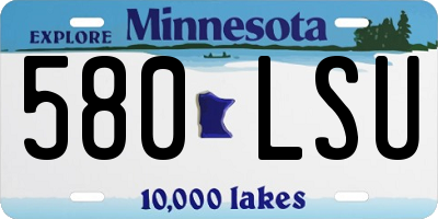 MN license plate 580LSU