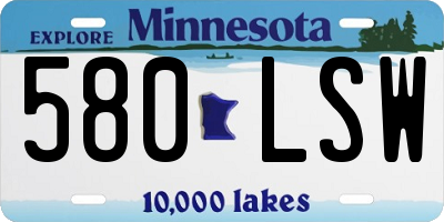 MN license plate 580LSW
