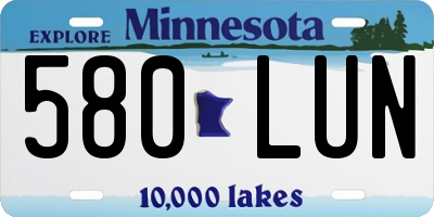 MN license plate 580LUN