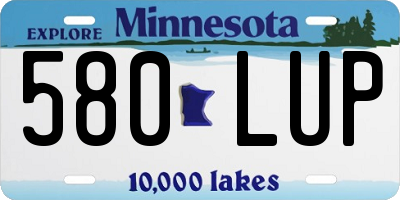 MN license plate 580LUP