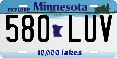 MN license plate 580LUV