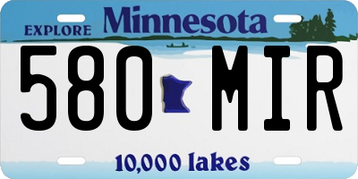 MN license plate 580MIR