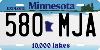MN license plate 580MJA