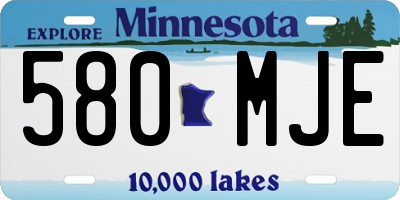 MN license plate 580MJE