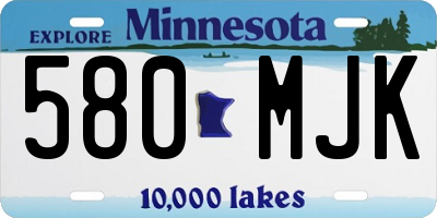 MN license plate 580MJK