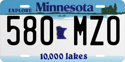 MN license plate 580MZO