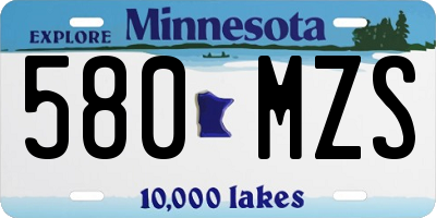 MN license plate 580MZS