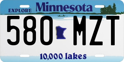 MN license plate 580MZT