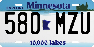 MN license plate 580MZU