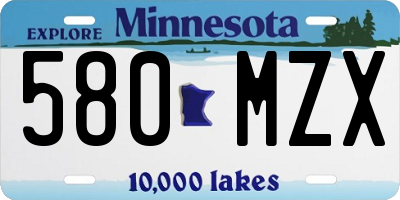 MN license plate 580MZX