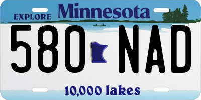 MN license plate 580NAD
