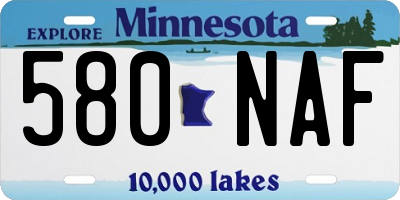 MN license plate 580NAF