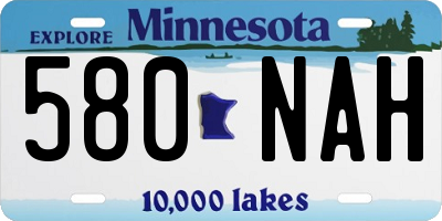 MN license plate 580NAH