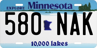 MN license plate 580NAK