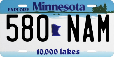 MN license plate 580NAM