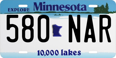 MN license plate 580NAR