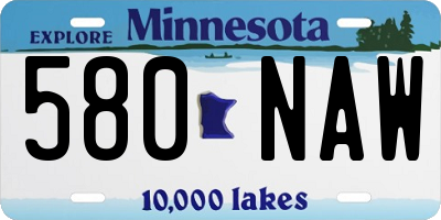 MN license plate 580NAW