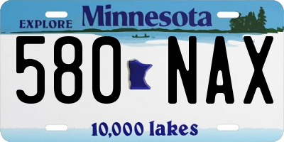 MN license plate 580NAX