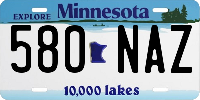 MN license plate 580NAZ