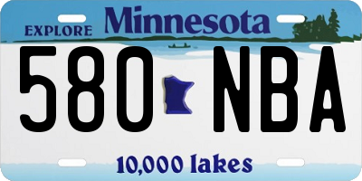MN license plate 580NBA