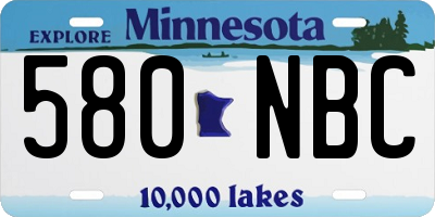 MN license plate 580NBC