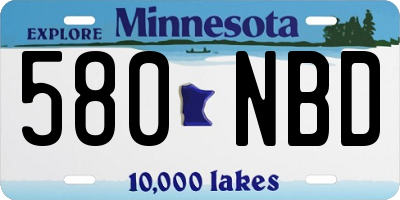 MN license plate 580NBD