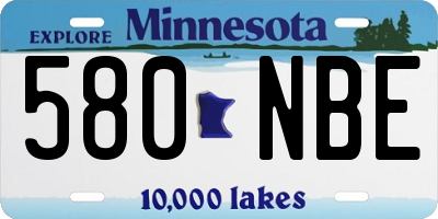 MN license plate 580NBE