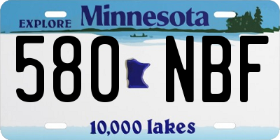 MN license plate 580NBF