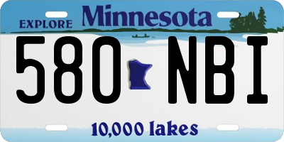 MN license plate 580NBI
