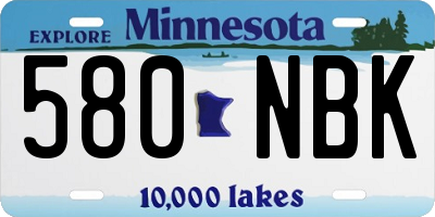 MN license plate 580NBK