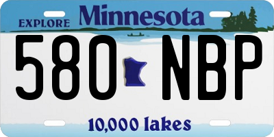 MN license plate 580NBP