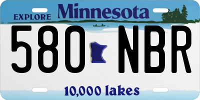 MN license plate 580NBR