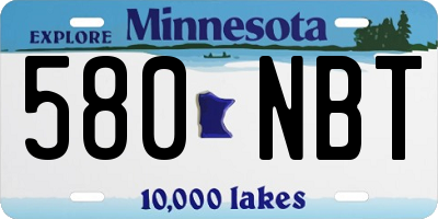MN license plate 580NBT