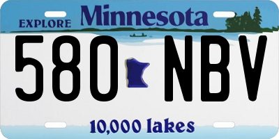 MN license plate 580NBV