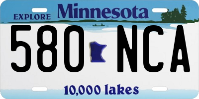 MN license plate 580NCA