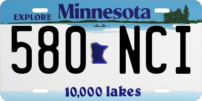 MN license plate 580NCI