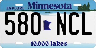 MN license plate 580NCL