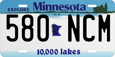 MN license plate 580NCM