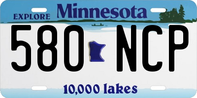 MN license plate 580NCP