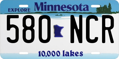 MN license plate 580NCR