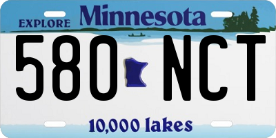 MN license plate 580NCT