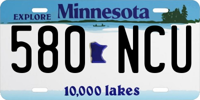 MN license plate 580NCU