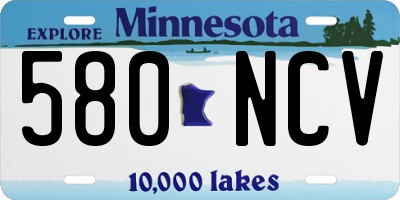 MN license plate 580NCV