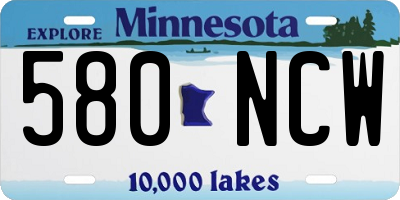 MN license plate 580NCW