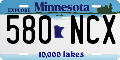 MN license plate 580NCX