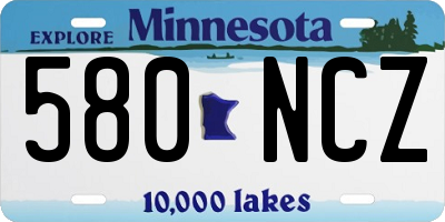 MN license plate 580NCZ